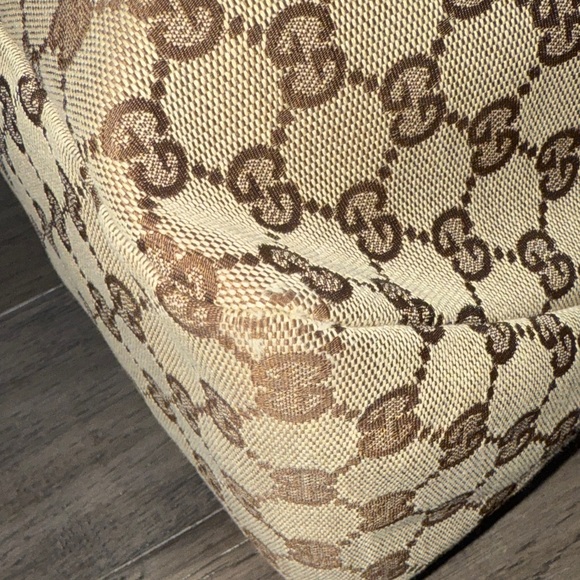 Gucci Tan ivory GG canvas Monogram horsebit large hobo bag with gold hardware - Picture 4 of 16